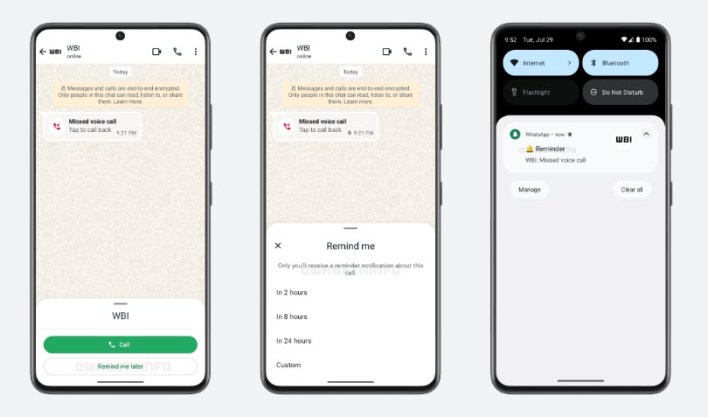يختبر WhatsApp ميزة تذكير جديدة للمكالمات الفائتة