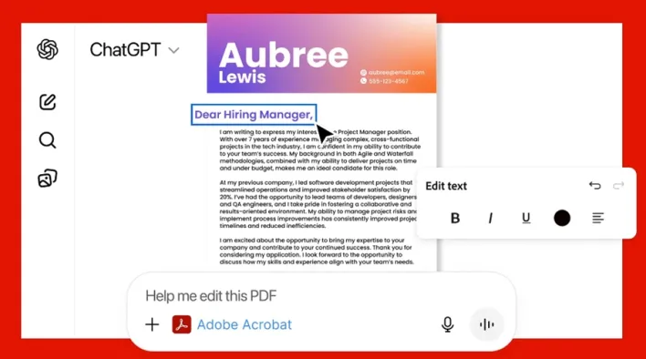 كيفية استخدام Photoshop وAcrobat وExpress الآن داخل ChatGPT