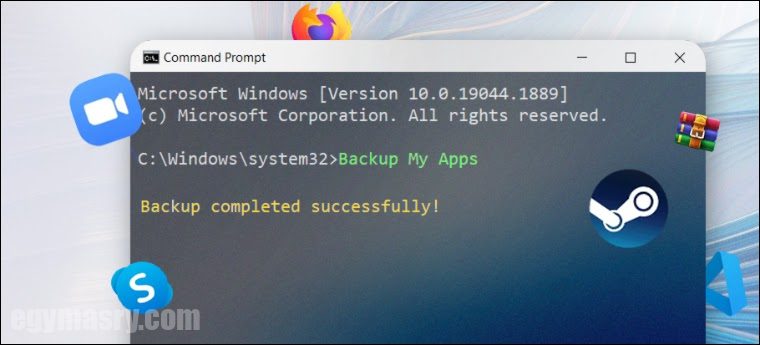 عمل نسخة احتياطية من البرامج المثبتة على جهازك باستخدام CMD 9 احفظ واستعد نسخة من البرامج المثبتة على جهازك باستخدام CMD