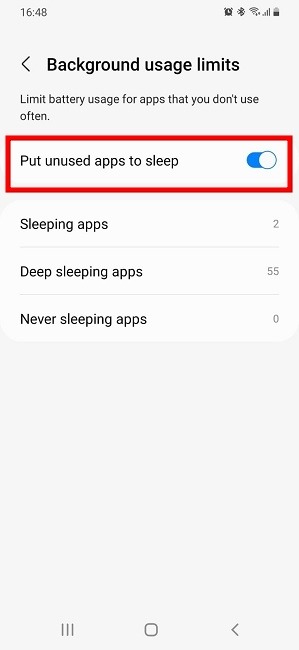 كيفية إيقاف تشغيل تطبيقات اندرويد في الخلفية 79 أوقف تشغيل التطبيقات في الخلفية Android Samsung ضع التطبيقات في وضع السكون