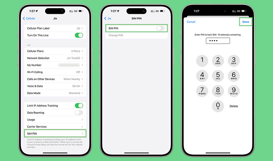 قم بإعداد كلمة المرور لشريحة SIM على iOS
