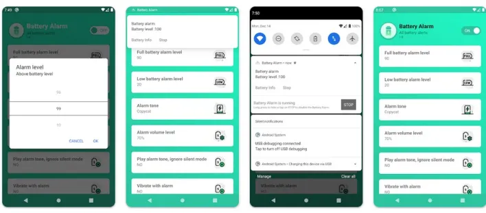 تطبيق Battery Alarm للتنبيهات الفورية عند شحن البطارية بالكامل أو انخفاضها - مجانًا لفترة محدودة! 10 تطبيق إنذار البطارية