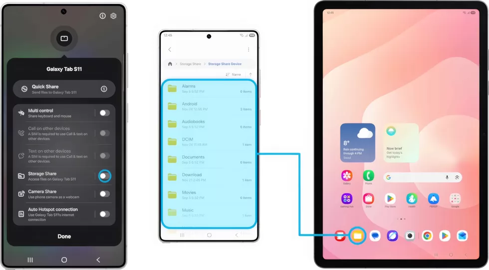 ميزة مشاركة التخزين لتسهيل الوصول إلى ملفاتك عبر أجهزة Galaxy ميزة مشاركة التخزين لتسهيل الوصول إلى ملفاتك عبر أجهزة Galaxy